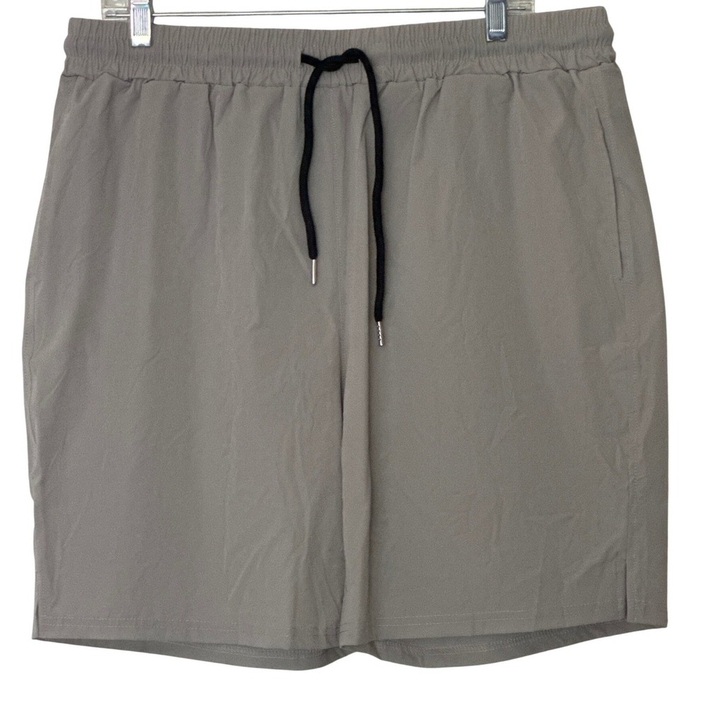 Coofandy Athletic Shorts Men XL Gray Nylon Spandex Drawstring Gym Running